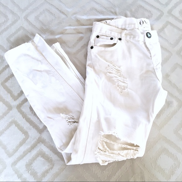 One Teaspoon Denim - One by One Teaspoon White Distressed Jeans